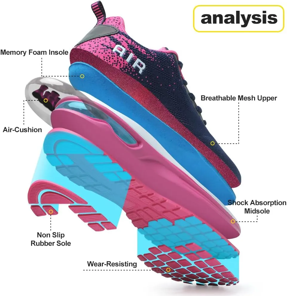 RUMPRA Women Sneakers Lightweight Air Cushion Gym Fashion Shoes Breathable Walking Running Athletic Sport