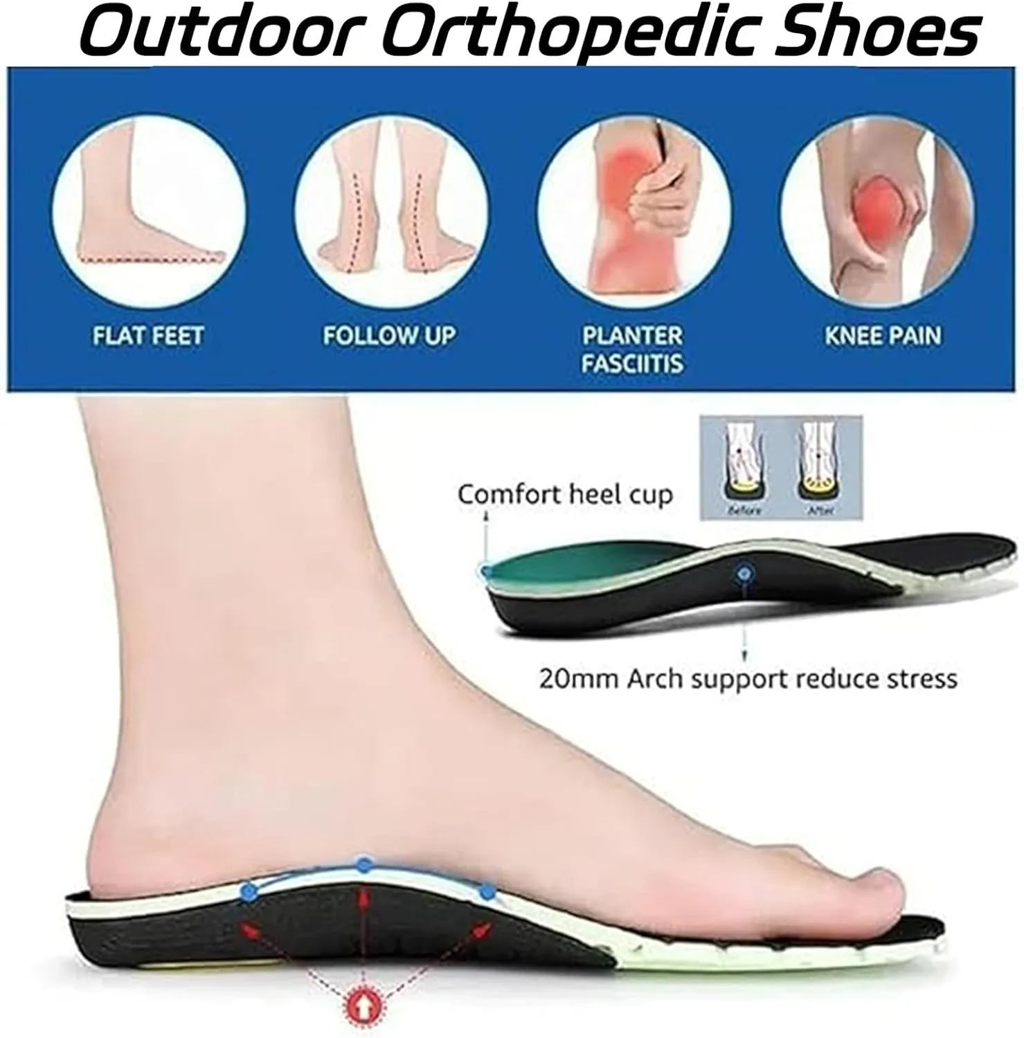 Sawbehind Mens Boots, Sawbehind Leather Boots Mens, Waterproof, Arch Support, Spacious Toe Box Outdoor Orthopedic Shoes