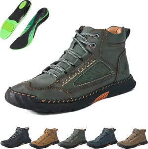 Sawbehind Mens Boots, Sawbehind Leather Boots Mens, Waterproof, Arch Support, Spacious Toe Box Outdoor Orthopedic Shoes