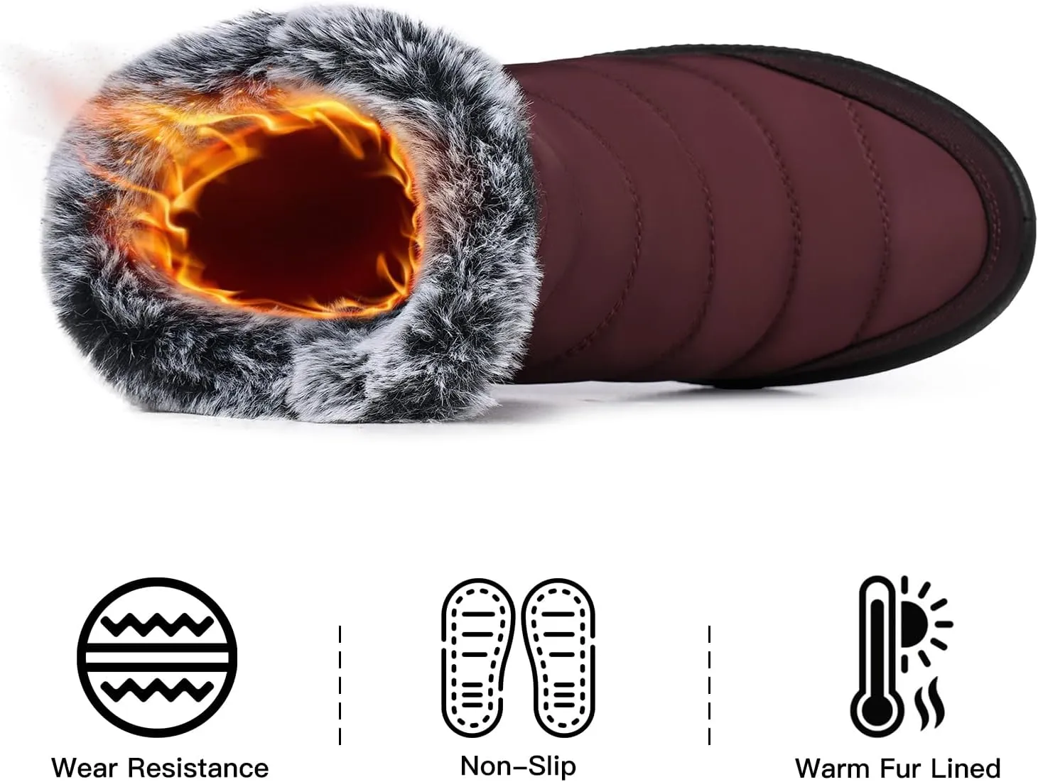 SHIBEVER Winter Boots For Women Snow: Warm Fur Lined Waterproof Ankle Boots - Outdoor Walking Non Slip Booties
