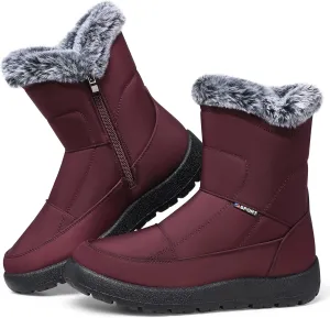 SHIBEVER Womens Winter Boots Warm: Womens Waterproof Snow Boots Ankle Casual Cold Weather Fur Lined Comfortable Booties