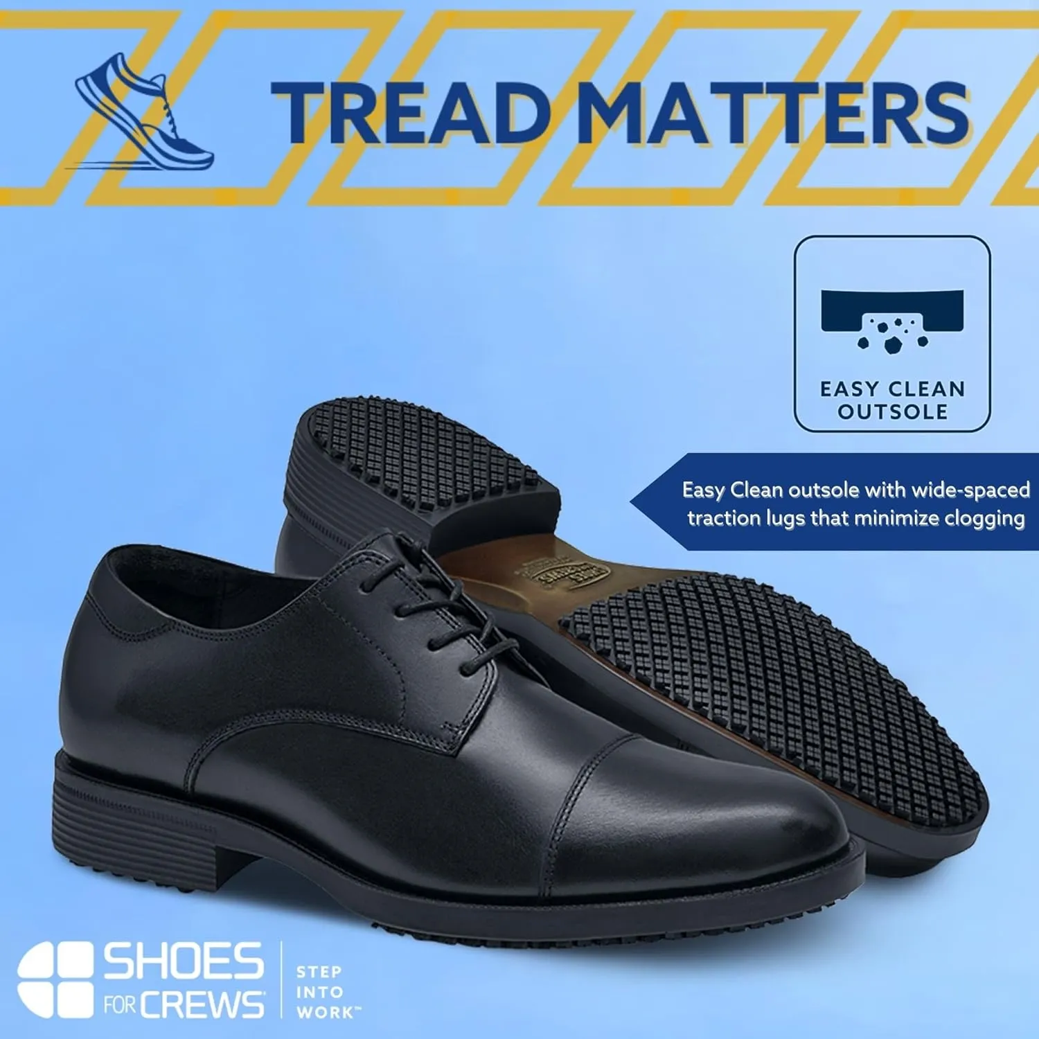 Shoes for Crews Dress Shoes for Men, Mens Oxfords, Zapatos De Vestir para Hombre, Slip Resistant, Safety, Brown or Black
