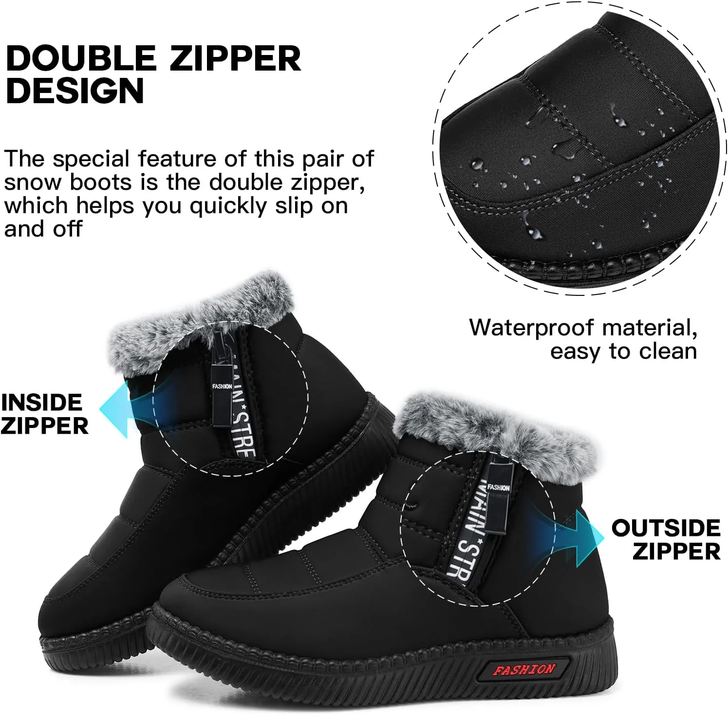 SWQZVT Warm Winter Boots for Women: Fur Lined Snow Booties, Non Slip, Waterproof Insulated, Soft Winter Shoes Comfy Walking Size 5-10.5