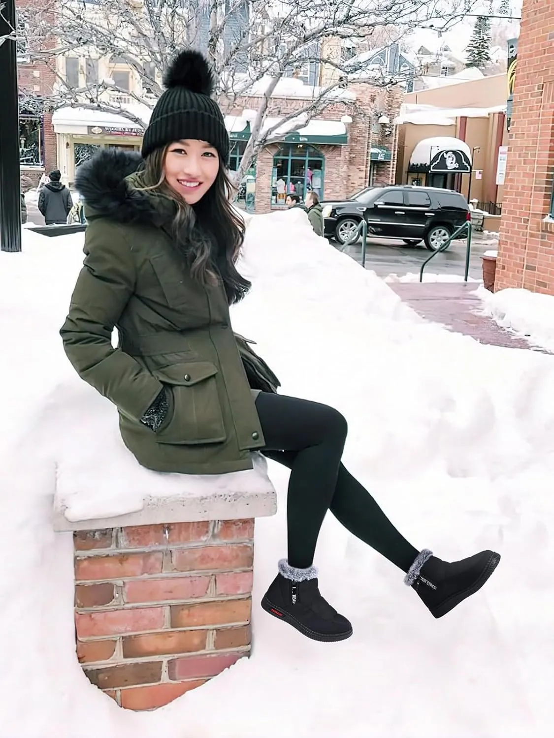 SWQZVT Warm Winter Boots for Women: Fur Lined Snow Booties, Non Slip, Waterproof Insulated, Soft Winter Shoes Comfy Walking Size 5-10.5
