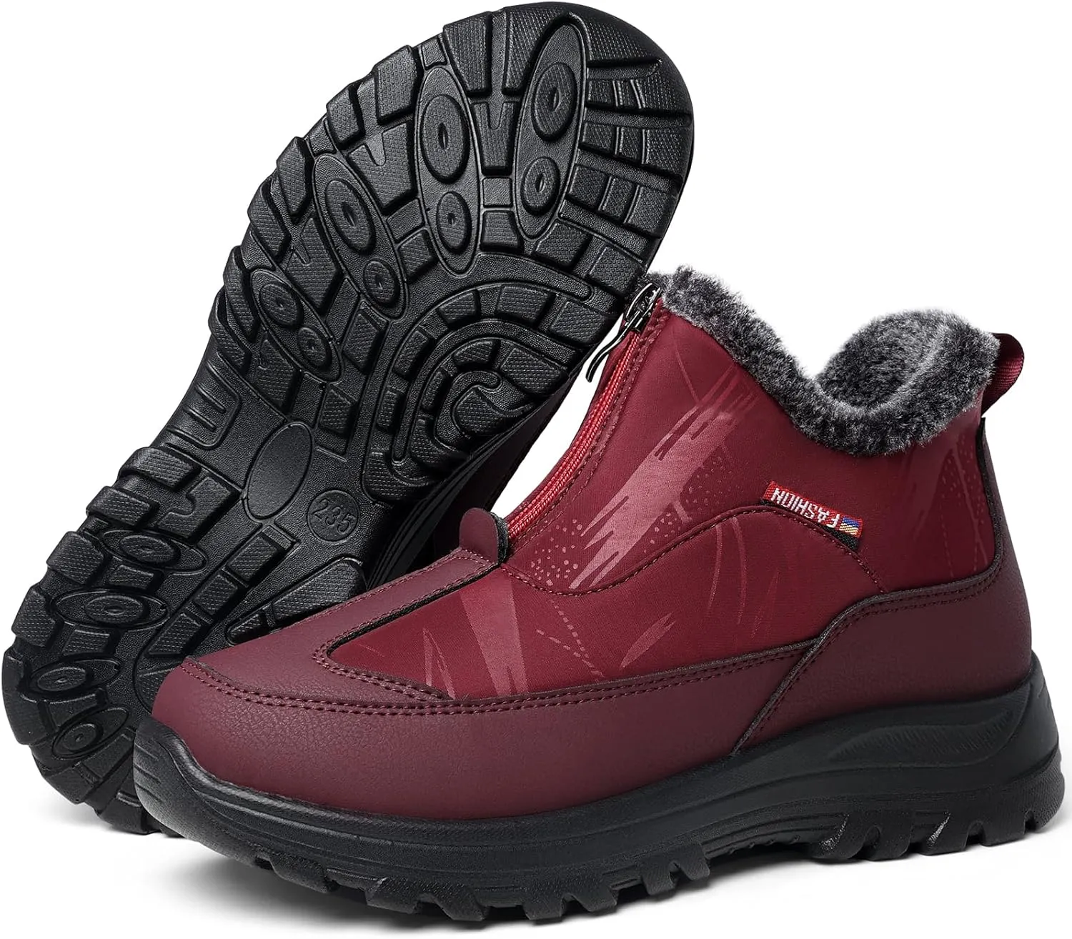 TEMOFON Winter Snow Boots for Women: Waterproof Warm Fur Lined Walking Outdoor Ankle Booties Slip on Snow Shoes Size 5-12