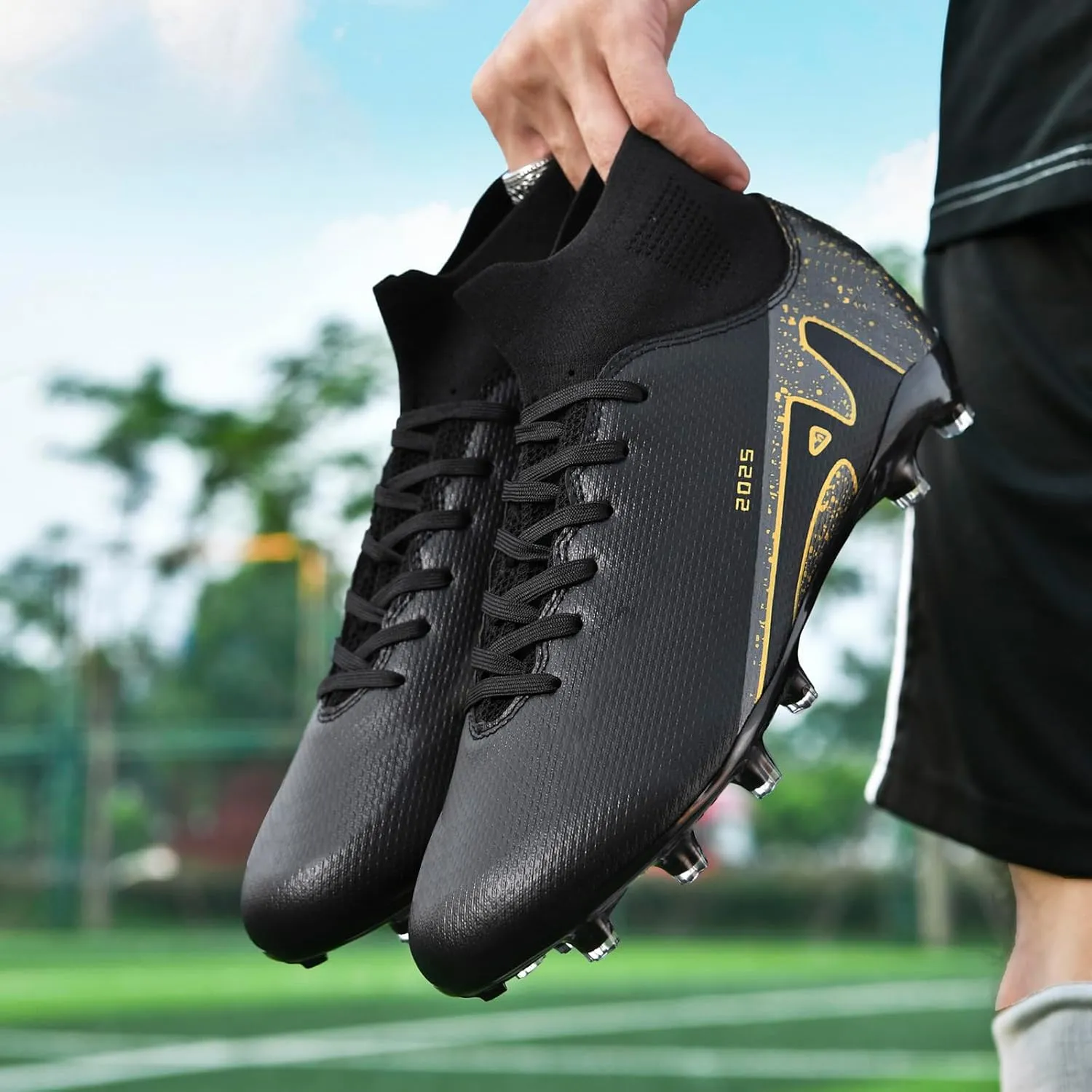 UYO Boys' Soccer Shoes Kids Firm Ground Soccer Cleats Girls Turf Shoes Outdoor Trainning Shoes High Top Youth Football Shoes