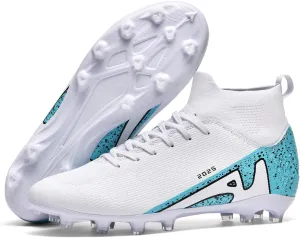UYO Boys' Soccer Shoes Kids Firm Ground Soccer Cleats Girls Turf Shoes Outdoor Trainning Shoes High Top Youth Football Shoes
