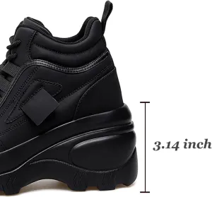 Women's Leather Orthopedic Platform Chunky Sport Ankle Boots Lace Up Comfortable Wedge Walking Booties Casual Non-Slip High-Top Shoes "