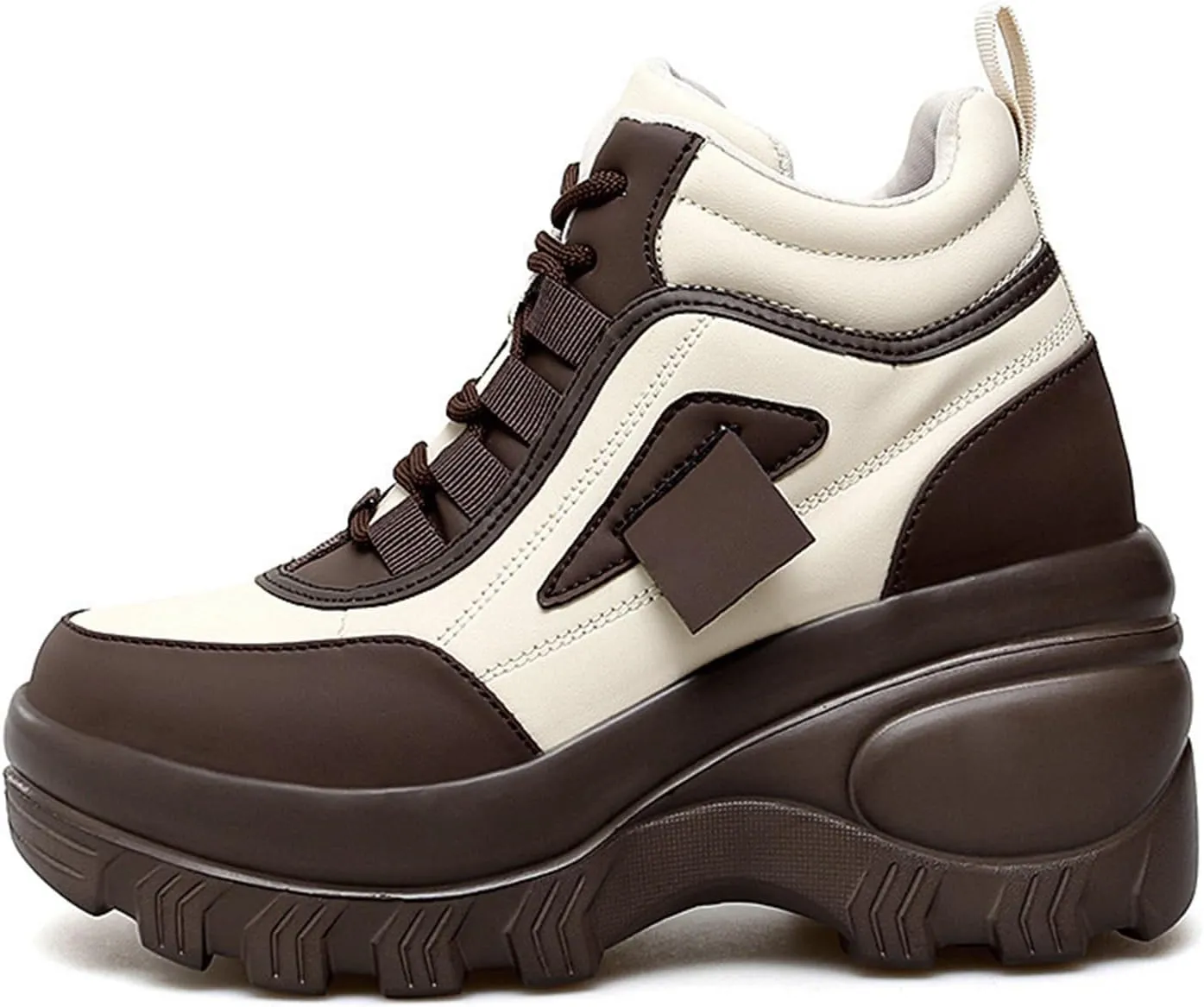 Women's Leather Orthopedic Platform Chunky Sport Ankle Boots Lace Up Comfortable Wedge Walking Booties Casual Non-Slip High-Top Shoes "